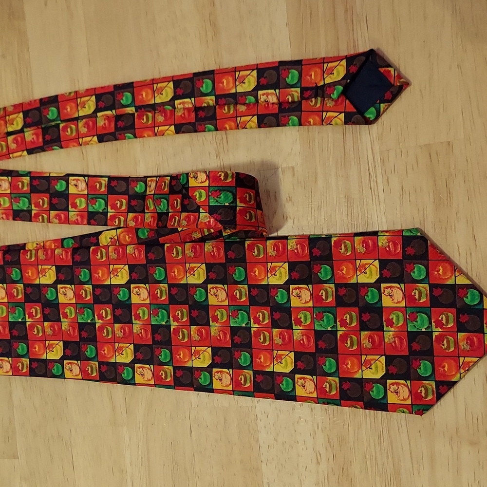 Apple Print Neckwear Multi-Color Fall Annelies Toronto Tie